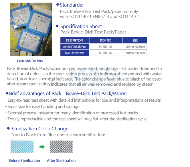 Bowie-Dick Test PackPaper