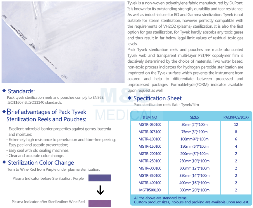 Sterilization Reels and Pouches Flat - Tyvekfilm