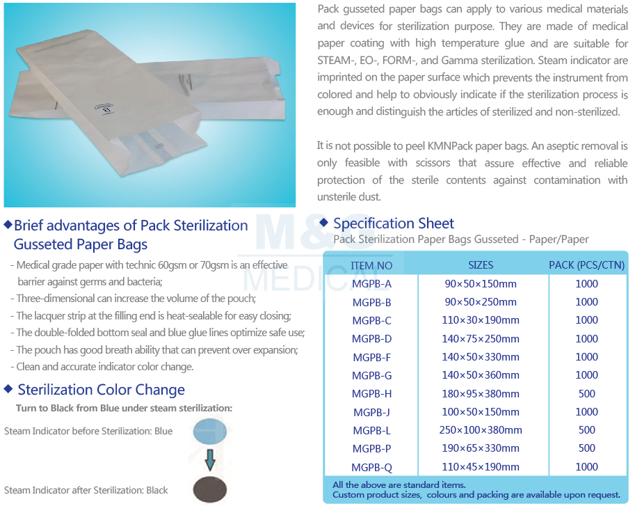 Sterilization Paper Bags Gusseted